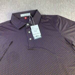 Henry Dean Mens Geometric Print Performance Polo‎ Shirt Tailored Fit Size M NWT